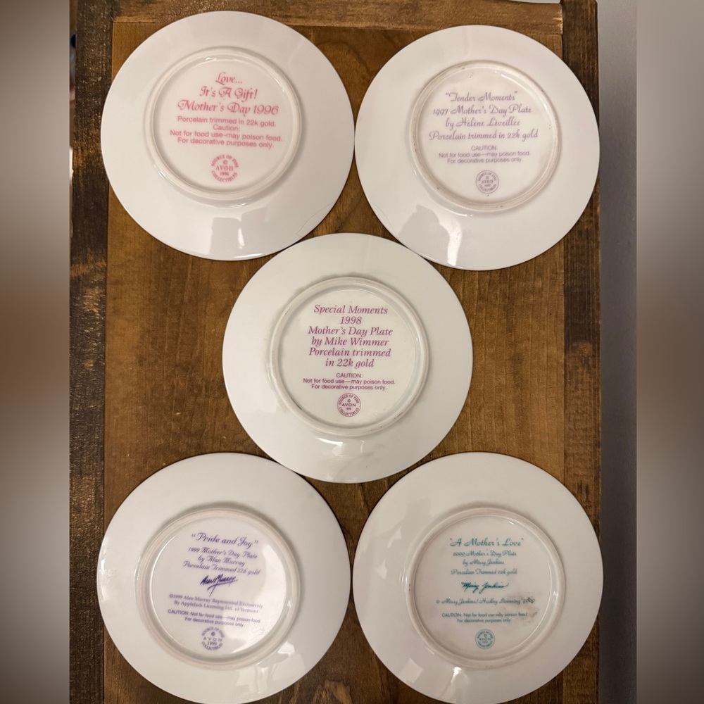 Vintage Avon Mother’s Day Collectible Plates, Set of 5, 1996-2000, No Defects - Picture 2 of 7